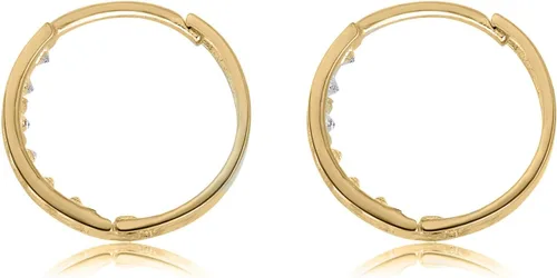 Vista 2 de AVORA Aretes de aro Huggie de diamantes de imitación con circonita cúbica de oro de 10 quilates en oro amarillo o blanco