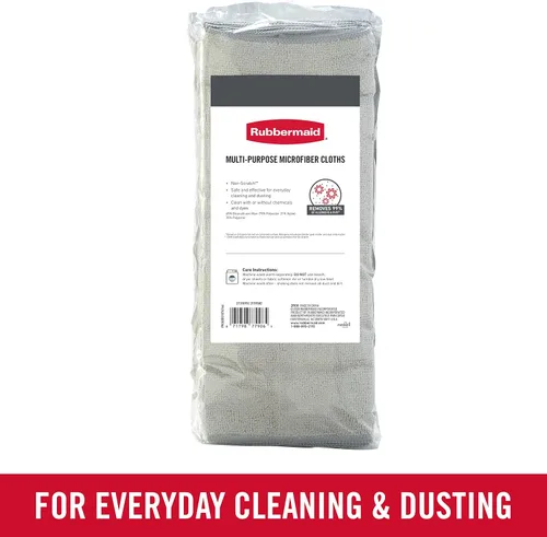 Vista 3 de Rubbermaid Paquete de 50 toallas de limpieza de microfibra multiusos, 12 x 12 pulgadas, antiarañazos, reutilizables, lavables para limpieza