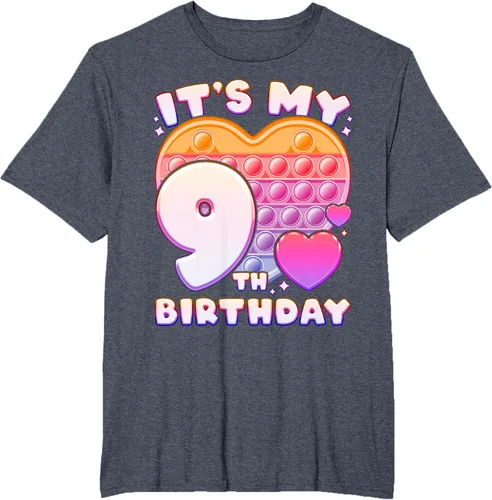Vista 67 de Pop-it Birthday Girl 9 años de edad, Push it Pop Fidget Bubble Camiseta, Negro