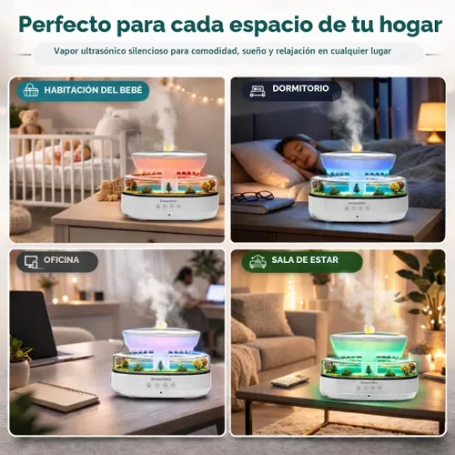 Vista 5 de Dreamlax Rain Humidifiers for Bedroom – Cool Mist Essential Oil Diffuser, White Noise Machine with 10 Nature Sounds, 7 LED Lights, Remote Control &