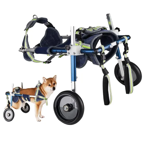 Vista 8 de Silla de ruedas ajustable para patas traseras, carrito de perro para perros medianos/grandes de 13 a 30 pulgadas de largo, 35-88 libras