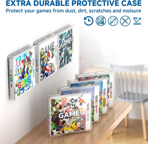 Vista 6 de Video Game Box Protector Case for 3DS Games, 3MM Clear Acrylic Display Case with Wall Mount Compatible with Nintendo 3DS Game Box (Pack of 1)