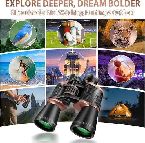 Vista 7 de Prismáticos 22x50 para adultos de alta potencia, prisma BAK-4 HD FMC, prismáticos profesionales resistentes al agua para observación de aves, caza