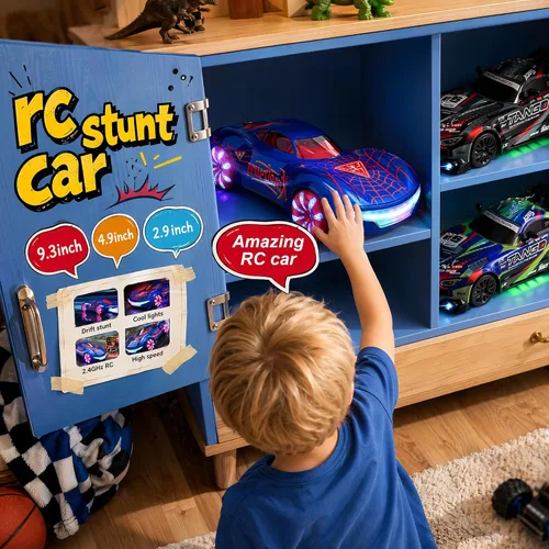 Vista 9 de Coche de acrobacias RC con detección de gestos, auto de control remoto 4WD 1-azul