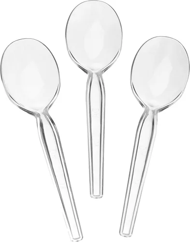Vista 2 de Settings - Cucharas de té desechables de plástico transparente, 50 cucharas de fiesta por paquete