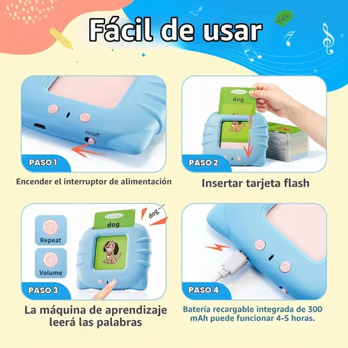 Vista 3 de TimingSXD Tarjetas Didácticas Parlantes Bilingües en Chino e Inglés para Niños Pequeños/Principiantes - Juguete Educativo de Aprendizaje