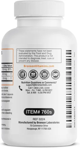 Vista 7 de Suplemento de Vitamina K Triple Play de Bronson (vitamina K2 MK7 / vitamina K2 MK4 / vitamina K1) 0,00002 oz, 1