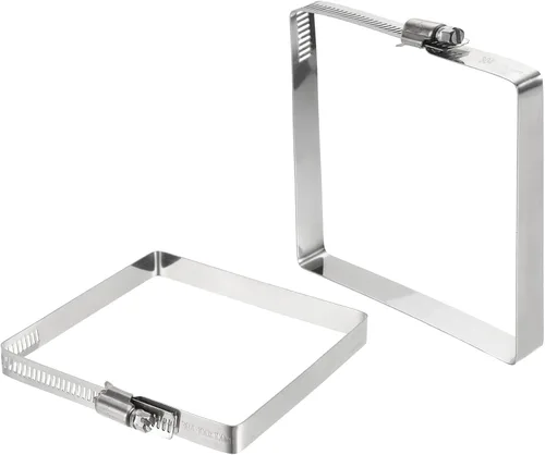 Vista 19 de uxcell 2 abrazaderas de manguera rectangulares de acero inoxidable 304, ajustables de 2 x 2 pulgadas, abrazaderas de tubo de conducto de engranaje