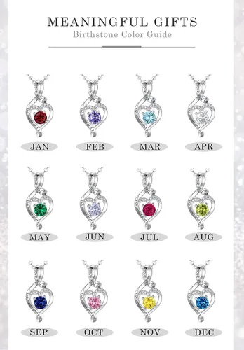 Vista 5 de CELESTIA Collares de plata de ley 925 con piedra natal para mujer, cadena de 18 pulgadas