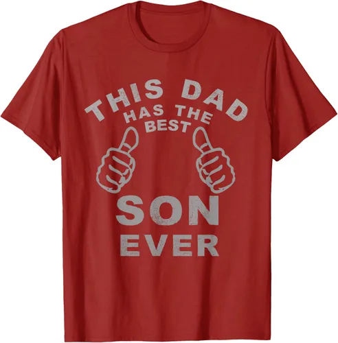 Vista 25 de Camiseta con texto en inglés "This Dad Has the Best Son Ever", regalo del día del padre, Negro