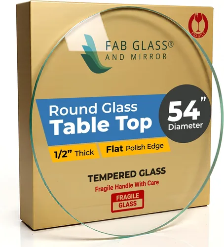 Vista 95 de Fab Glass - Mesa redonda de cristal de 48 in, grosor de 3/4 in, cristal pulido plano templado, Vidrio, Transparente