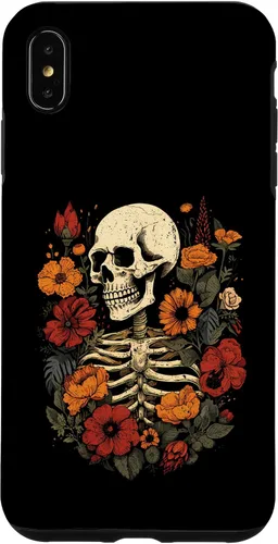 Vista 7 de iPhone 14 esqueleto floral calavera Halloween flores genial diseño gráfico