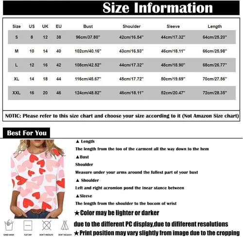 Vista 2 de Camiseta de manga 34 de verano de San PatricioSan Valentín para mujer, camiseta casual de manga tres cuartos para mujer, blusa de vacaciones