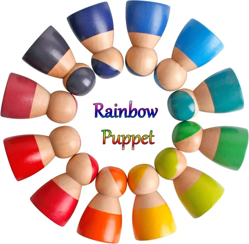 Vista 4 de Dinhon Muñecas de madera Rainbow Friends y figuras de juego para niños pequeños