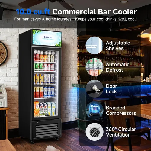Vista 7 de BODEGA - Refrigerador comercial de bebidas de 10 pies cúbicos con LED