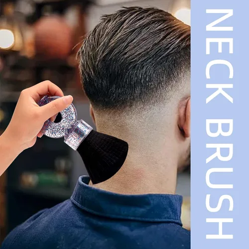 Vista 7 de Cepillo de cuello para limpieza de corte de cabello de peluquería, herramienta de salón de belleza con mango de anillo, cepillo suave para eliminar