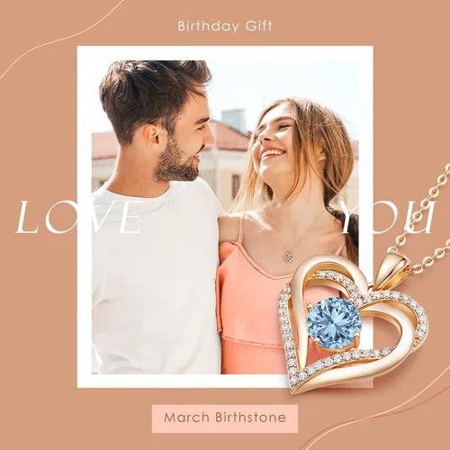 Vista 7 de LOUISA SECRET Love Heart Birthstone Necklaces for Women 925 Sterling Silver Rose Gold Pendant Forever Diamond Jewelry Valentine's Day Christmas