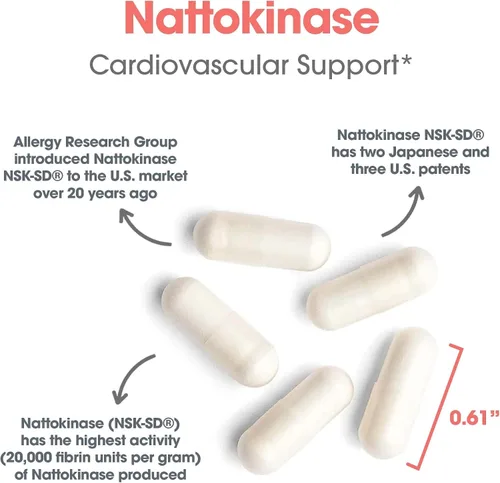 Vista 4 de ARG Nattokinase 50 mg Soporte de Circulación, 90 Cápsulas Nattokinase NSK-SD de soja fermentada para una circulación saludable, fórmula