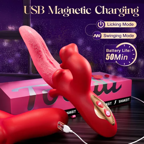 Vista 7 de Toendi Vibrador de lengua de juguete para mujeres, juguetes sexuales, vibradores de punto G, consolador con 9 modos de vibración, 9 modos
