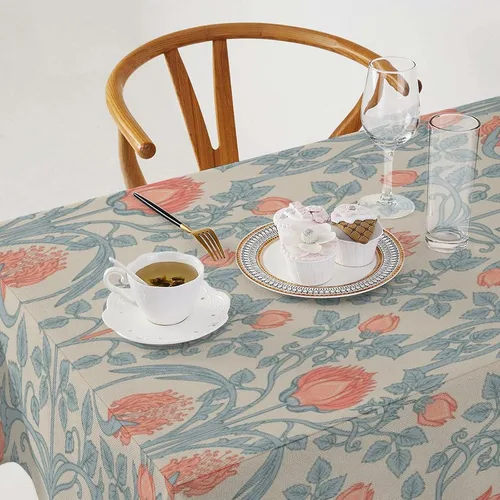 Vista 90 de Mantel Floral Retro de Pájaros, Diseño Original Bohemio William Morris Estampado Cubierta de Mesa para Hogar Picnic Fiesta Comedor Cocina William