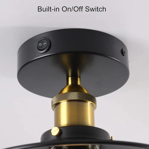 Vista 2 de Lámpara de techo vintage de 12 V con bombilla E26, accesorio LED blanco cálido de 3000 K, interruptor de encendido/apagado, fácil instalación