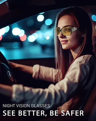 Vista 2 de IGnaef Gafas de conducción nocturna para mujer polarizadas amarillas visión nocturna gafas antirreflejos IF008