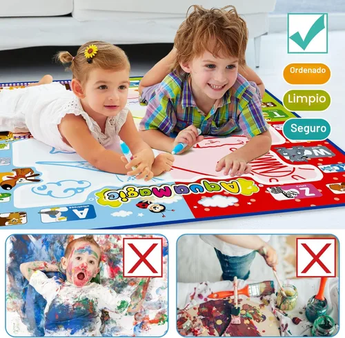 Vista 5 de Jasonwell Tapete para dibujar agua acuática de 31 x 31 pulgadas, tapete grande de dibujo mágico para colorear, juguetes educativos, regalos