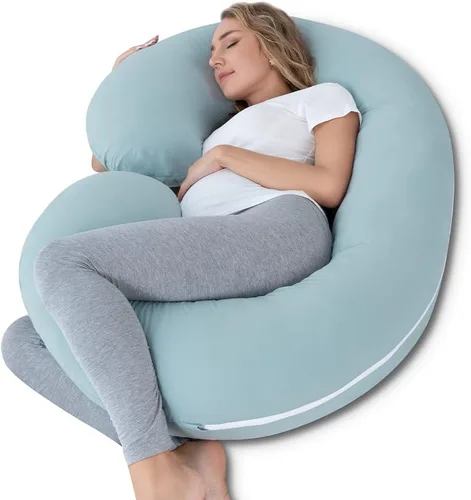 Vista 16 de INSEN - Almohada de embarazo, almohada corporal de maternidad para embarazadas, almohada de embarazo en forma de C con funda de almohada corporal