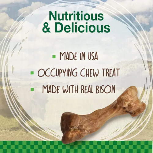 Vista 3 de Nylabone Healthy Edibles WILD - Golosinas naturales masticables para perros, sabor a bisonte, perros pequeños de hasta 20 libras, huesos masticables
