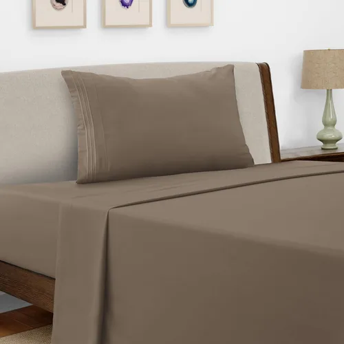Vista 374 de LUX Décor - Juego de sábanas Twin de microfibra ultrasuave de 3 piezas con sábana encimera, sábana bajera de 16 pulgadas de profundidad y funda