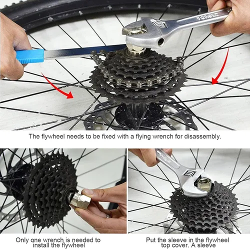 Vista 3 de Herramienta de extracción de volante de bicicleta, herramienta de bloqueo de acero aleado, piezas de herramientas de bicicleta compatibles con HG