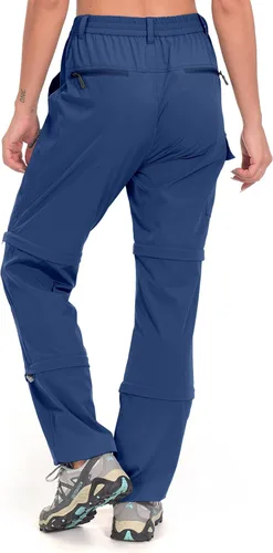 Vista 2 de Little Donkey Andy Pantalones convertibles elásticos para mujer, pantalones de senderismo de secado rápido con cremallera