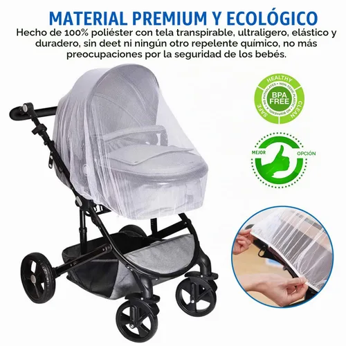 Vista 4 de Funda de lluvia para cochecito y mosquitera para cochecito de bebé (juego de 2 piezas), accesorio universal para cochecito, impermeable, protección