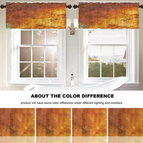 Vista 7 de Cenefas de cocina con textura artística de bronce para ventanas, textura de hoja de cobre, mármol naranja, cenefas cortinas opacas de poliéster
