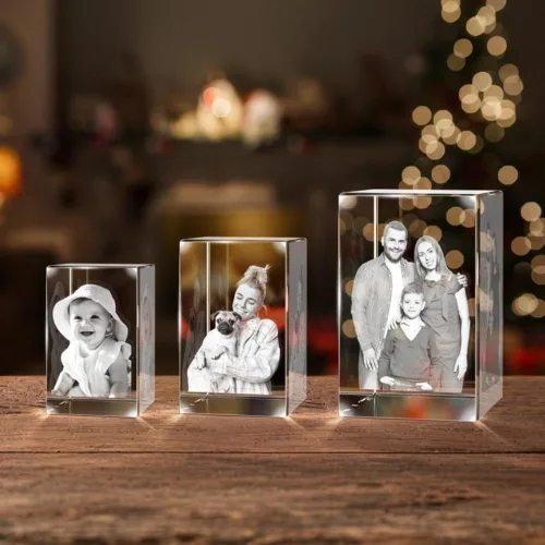 Vista 2 de Fotografía de cristal 3D personalizada grabada, marcos de fotos personalizados, álbum de fotos personalizado para mujeres, esposa, hombres, mamá, 2D