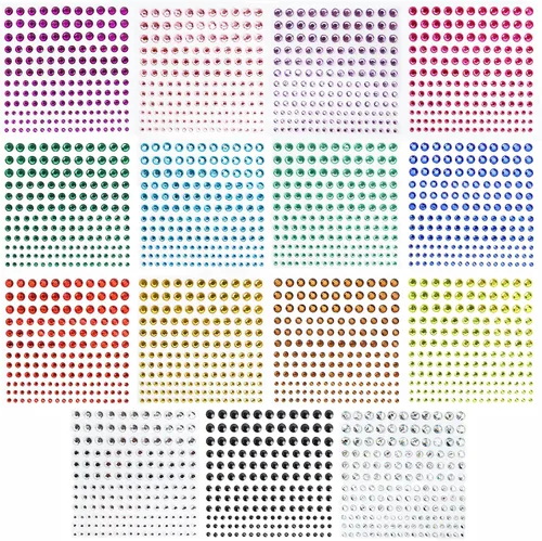 Vista 8 de Gem 1392 calcomanías autoadhesivas con diamantes de imitación para manualidades, 12 formas adecuadas para manualidades, cuerpo, uñas, maquillaje