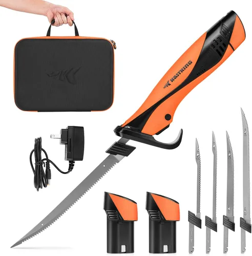 Vista 9 de KastKing Cuchillo de filete eléctrico inalámbrico con cuchillas afiladas de 7 y 9 pulgadas (Speed Demon Pro), recargable, de alta velocidad