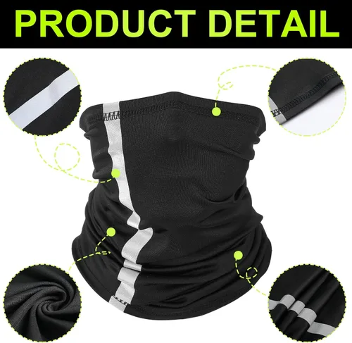 Vista 4 de SATINIOR 4 unidades de sombrero duro para sombrero de alta visibilidad, visera de sol y polaina para el cuello, bandana con tira reflectante, Negro