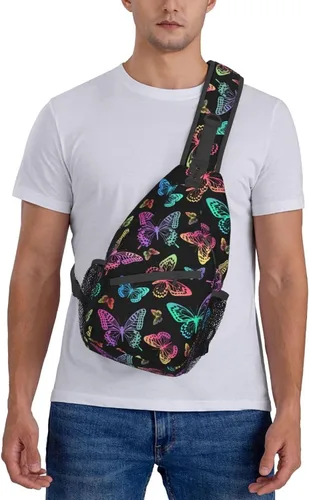 Vista 8 de Bolso bandolera para mujeres y hombres, mochila de viaje para senderismo, bolsa cruzada para el hombro, bolsa de pecho, casual, mochila deportiva