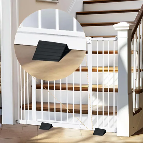 Vista 4 de Pies de soporte para puerta de perro, paquete de 6 estabilizadores triangulares de plástico para puertas independientes de mascotas, accesorios