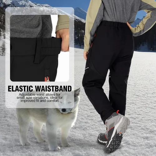 Vista 4 de Toomett Pantalones cargo de nieve para niños, niñas y niños al aire libre con forro polar suave Shell senderismo pesca esquí pantalones aislados