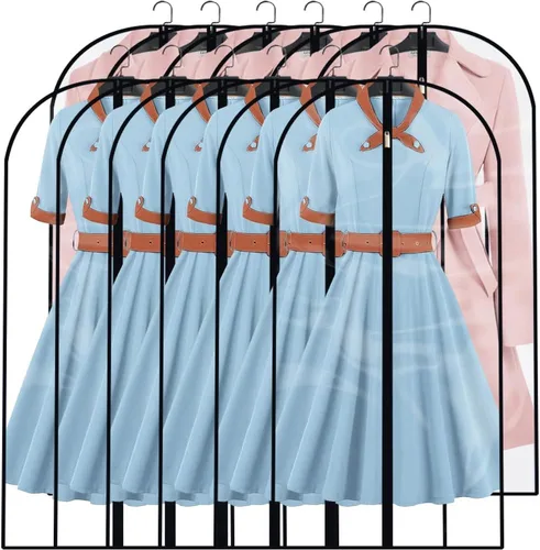 Vista 12 de Bolsas transparentes para colgar ropa de viaje (juego de 6) bolsas de traje para almacenamiento de ropa, bolsas de almacenamiento de ropa, funda