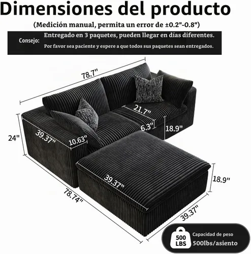 Vista 2 de LoveSeat Cloud Couch Sofá Seccional Modular para Sala de Estar, Sofá Moderno con Asiento Profundo, Sofá de 2 Plazas Sin Huesos con Otomana, Cómodos