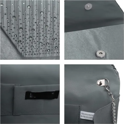 Vista 6 de Bolso de mano de noche con diamantes de imitación con purpurina para boda, fiesta, cóctel, baile de graduación, bolso formal en caja de regalo