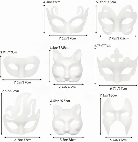 Vista 3 de Qavctw DIY White Masks Paper Cosplay Christmas Party Mask Unpainted Plain Craft Masquerade Masks