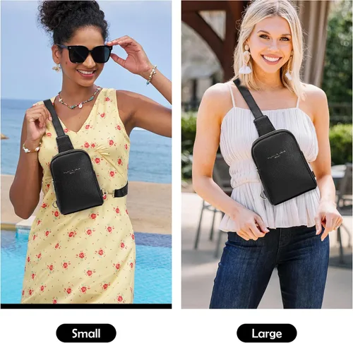 Vista 8 de INICAT Bolsos cruzados pequeños de viaje para mujer, monederos cruzados para pasaporte, cangureras de cuero vegano, regalos de cumpleaños