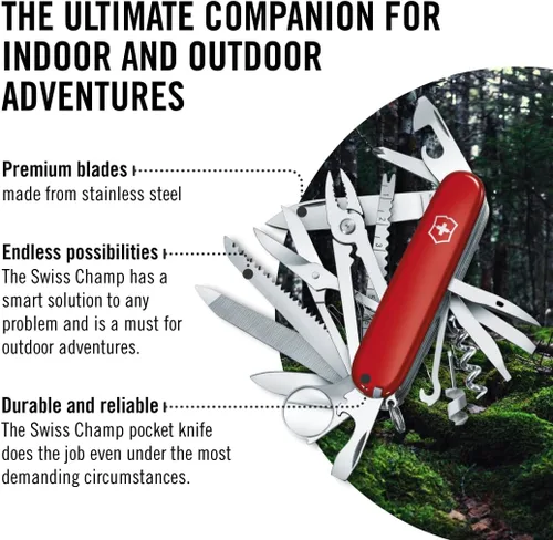 Vista 6 de Victorinox Cyber Tool M 32 Functions Swiss Army - Cuchillo de bolsillo mediano con estuche plegable, color rubí