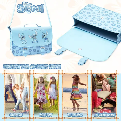 Vista 5 de Disney Bolsa de puntada para niñas, bolsa cruzada Lilo y Stitch, Azul, Duradero
