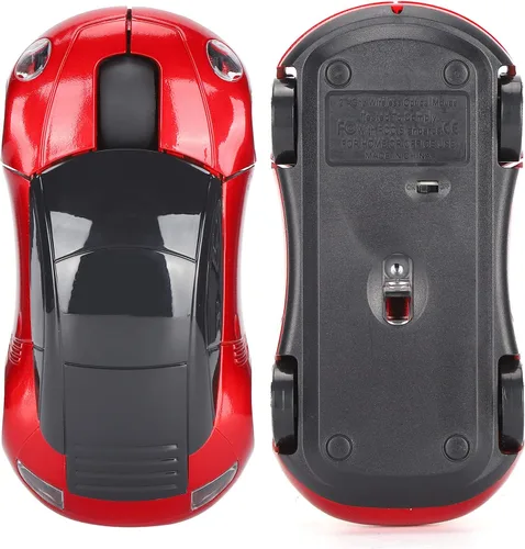 Vista 4 de Ratón de coche de 2.4 GHz, ratón óptico ergonómico con forma de automóvil deportivo 3D con receptor USB, mouse de computadora de 1600 DPI con luz