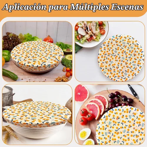 Vista 6 de OHIYO Fundas reutilizables para tazón de cera de abejas (2 grandes), tela elástica de algodón para pan de masa madre, tapas de tazón reutilizables